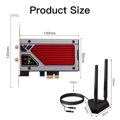 Бездротовий адаптер Fenvi FV-BE8800RGB Wi-Fi 7, Bluetooth 5.4 Gaming Tri Band 2.4G/5G/6GHz
