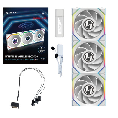 Вентилятор Lian Li Uni Fan SL Wireless LCD 120-3 Reverse White (G99.12RSLLCD1W3W.00)