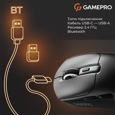 Миша бездротова GamePro Genesis Airmaster Black (GM167B)