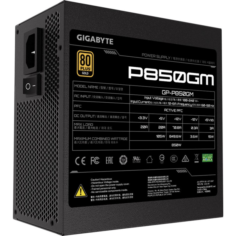 Блок живлення Gigabyte 850W GP-P850GM