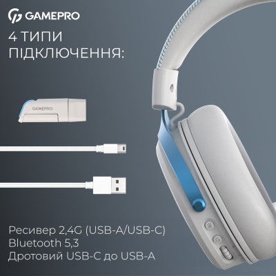 Гарнітура GamePro Asgard Freya Pro White-Blue (HSW201WB)