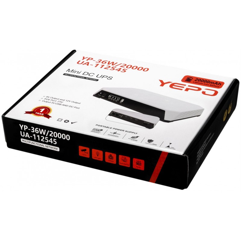 Джерело безперебійного живлення Yepo Mini DC-UPS YP-36W/20000mAh LiFePO4 DC-5V/9V/12V (UA-112545)