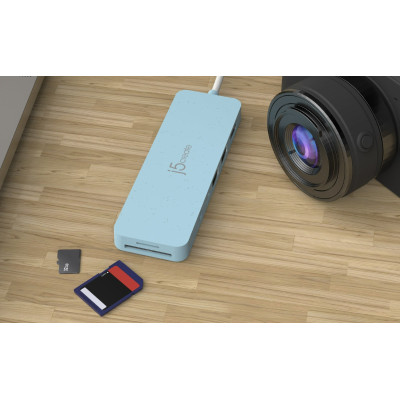 USB-хаб J5create USB-C 6-в-1 Cyan (JCD373EC-N)