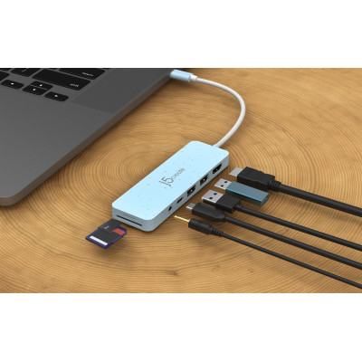 USB-хаб J5create USB-C 6-в-1 Cyan (JCD373EC-N)