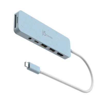 USB-хаб J5create USB-C 6-в-1 Cyan (JCD373EC-N)