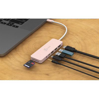 USB-хаб J5create USB-C 6-в-1 Rose (JCD373ER-N)