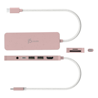 USB-хаб J5create USB-C 6-в-1 Rose (JCD373ER-N)