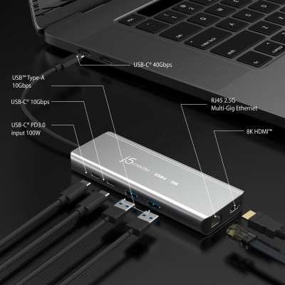 USB-хаб J5create USB-C 6-в-1 Grey (JCD403-N)