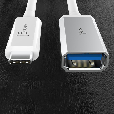Адаптер J5create USB-C - USB (M/F), 0.1 м, White (JUCX05-N) Адаптер J5create USB-C - USB (M/F), 0.1 м, White (JUCX05-N)