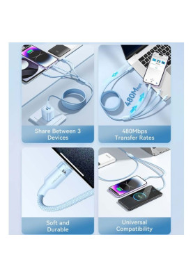Кабель Vention USB - USB Type-С/microUSB/Lightning (M/M), 60W, 3А, 1.5 m, Black (CTPBG)