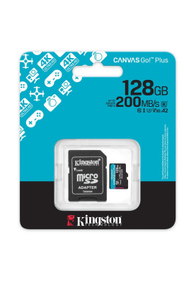 Карта пам`яті MicroSDXC 128GB UHS-I/U3 Class 10 Kingston Canvas Go! Plus R200/W200MB/s + SD-адаптер (SDCG4/128GB)