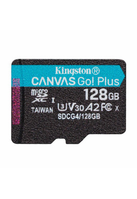 Карта пам`яті MicroSDXC  128GB UHS-I/U3 Class 10 Kingston Canvas Go! Plus R200/W200MB/s (SDCG4/128GBSP)