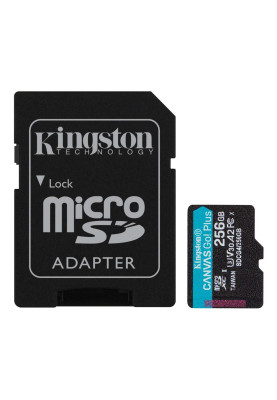 Карта пам`яті MicroSDXC   256GB UHS-I/U3 Class 10 Kingston Canvas Go! Plus R200/W160MB/s + SD-адаптер (SDCG4/256GB)
