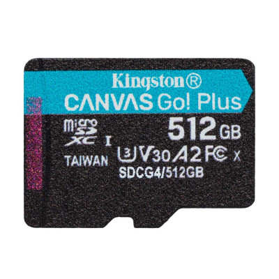 Карта пам`яті MicroSDXC  512GB UHS-I/U3 Class 10 Kingston Canvas Go! Plus R200/W160MB/s (SDCG4/512GBSP)