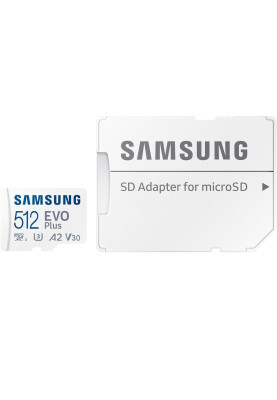 Карта пам`яті MicroSDXC  512GB UHS-I/U3 Class 10 Samsung Evo Plus R160MB/s + SD-адаптер (MB-MC512SA/EU)