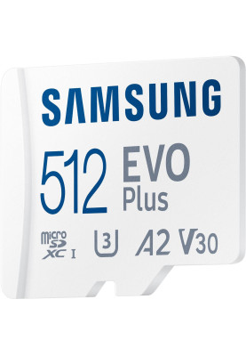 Карта пам`яті MicroSDXC  512GB UHS-I/U3 Class 10 Samsung Evo Plus R160MB/s + SD-адаптер (MB-MC512SA/EU)