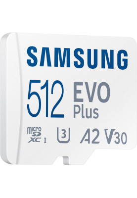 Карта пам`яті MicroSDXC  512GB UHS-I/U3 Class 10 Samsung Evo Plus R160MB/s + SD-адаптер (MB-MC512SA/EU)