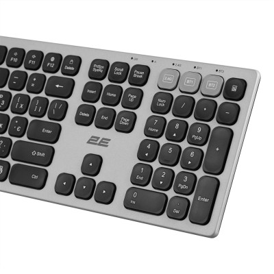 Клавіатура бездротова 2E KS270 WL/BT EN/UKR Grey/Black (2E-KS270WBGR_UA) Клавіатура бездротова 2E KS270 WL/BT EN/UKR Grey/Black (2E-KS270WBGR_UA)