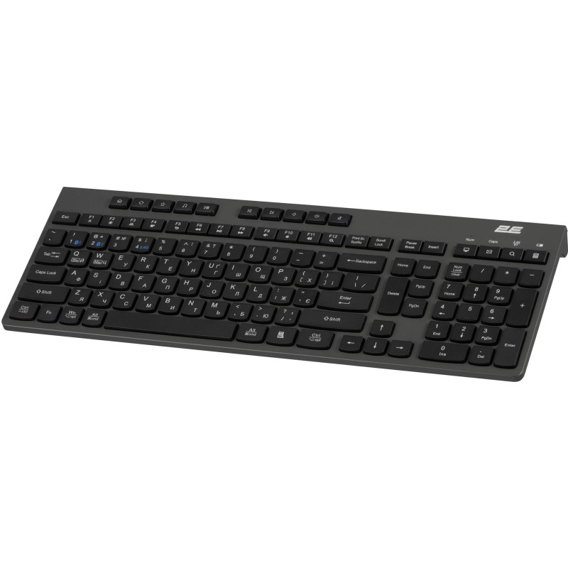 Клавіатура бездротова 2E KS280 WL/BT EN/UKR Grey/Black (2E-KS280WBGR_UA)
