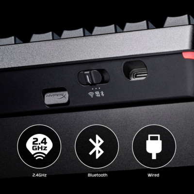Клавіатура бездротова HyperX Alloy Rise 75 Red RGB UA Black (91Y91AA) Клавіатура бездротова HyperX Alloy Rise 75 Red RGB UA Black (91Y91AA)