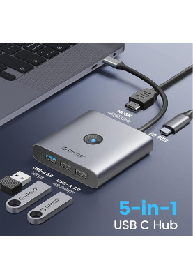 Концентратор USB Type-C Orico FAX3-5P-GY-EP Grey (CA914227)
