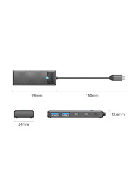 Концентратор USB Type-C Orico PAPW Series PAPW2AC-C3-015-BK-EP Black (CA914210)