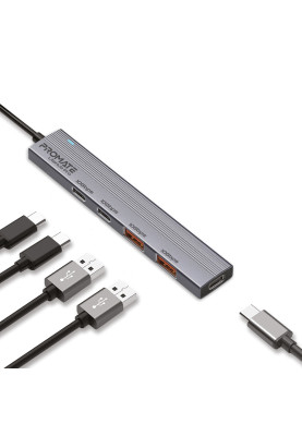 Концентратор USB Type-C Promate LiteHub-Pro 4 in 1 Grey (litehub-pro)