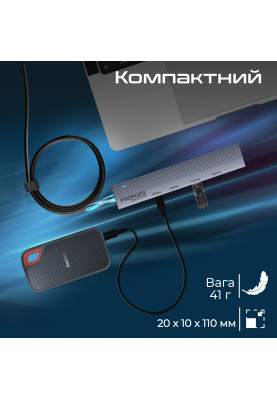 Концентратор USB Type-C Promate LiteHub-Pro 4 in 1 Grey (litehub-pro)