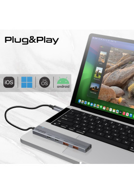 Концентратор USB Type-C Promate LiteHub-Pro 4 in 1 Grey (litehub-pro)