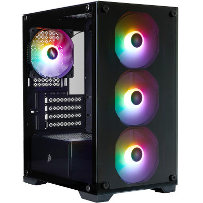Корпус 1stPlayer X2-M-BK-4F7 Black без БЖ