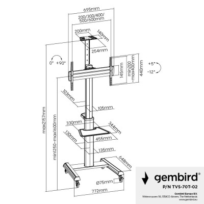 Кронштейн Gembird TVS-70T-02 (VESA600х400)