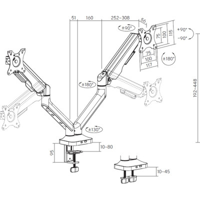 Кріплення настільне для двох моніторів OfficePro 17-35" White (MA442W)