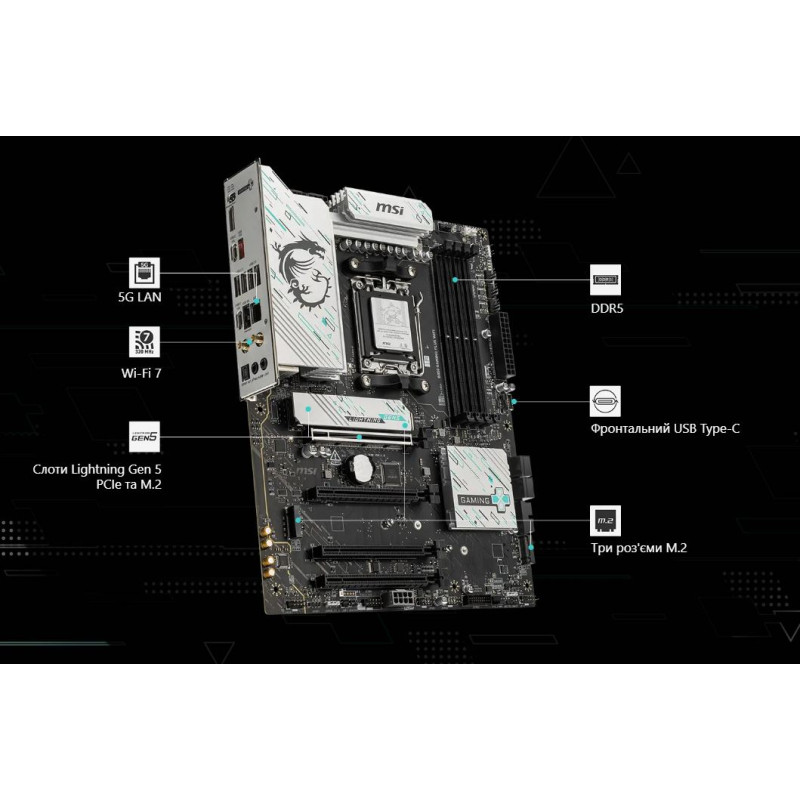 Материнська плата MSI B850 Gaming Plus WiFi Socket AM5