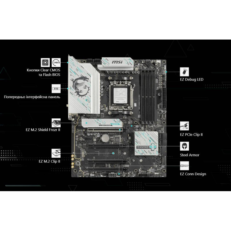 Материнська плата MSI B850 Gaming Plus WiFi Socket AM5