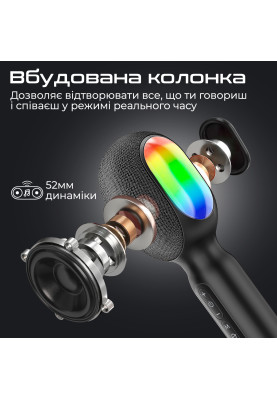 Мікрофон для караоке Promate VocalMic Bluetooth LED Black