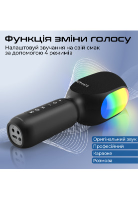 Мікрофон для караоке Promate VocalMic Bluetooth LED Black
