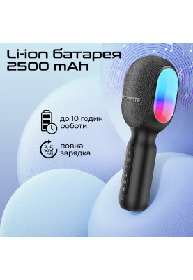 Мікрофон для караоке Promate VocalMic Bluetooth LED Black