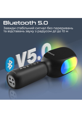 Мікрофон для караоке Promate VocalMic Bluetooth LED Black