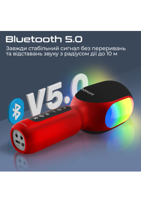 Мікрофон для караоке Promate VocalMic Bluetooth LED Red