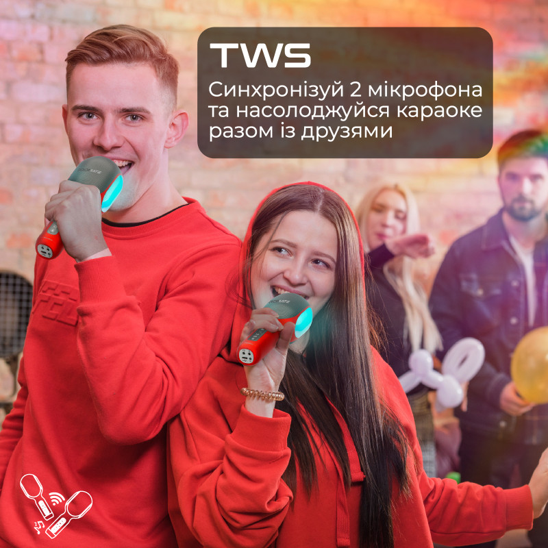 Мікрофон для караоке Promate VocalMic Bluetooth LED Red