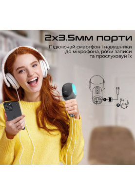 Мікрофон для караоке Promate VocalMic Bluetooth LED Black