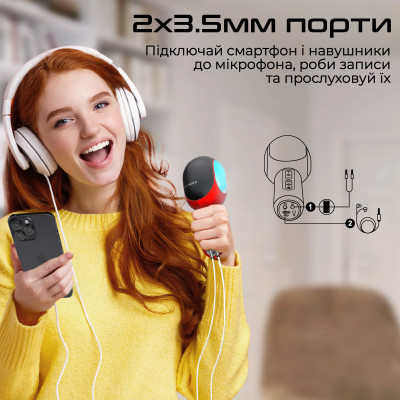 Мікрофон для караоке Promate VocalMic Bluetooth LED Red