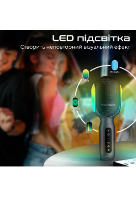 Мікрофон для караоке Promate VocalMic Bluetooth LED Black
