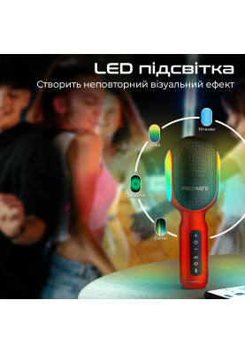 Мікрофон для караоке Promate VocalMic Bluetooth LED Red