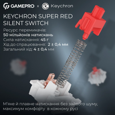 Клавіатура бездротова GamePro Asgard Drakkar Keychron Super Red Switch White (MK305WH)