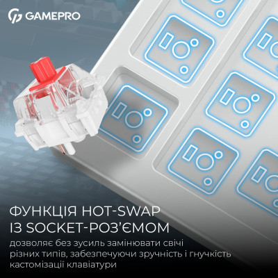 Клавіатура бездротова GamePro Asgard Drakkar Keychron Super Red Switch White (MK305WH)
