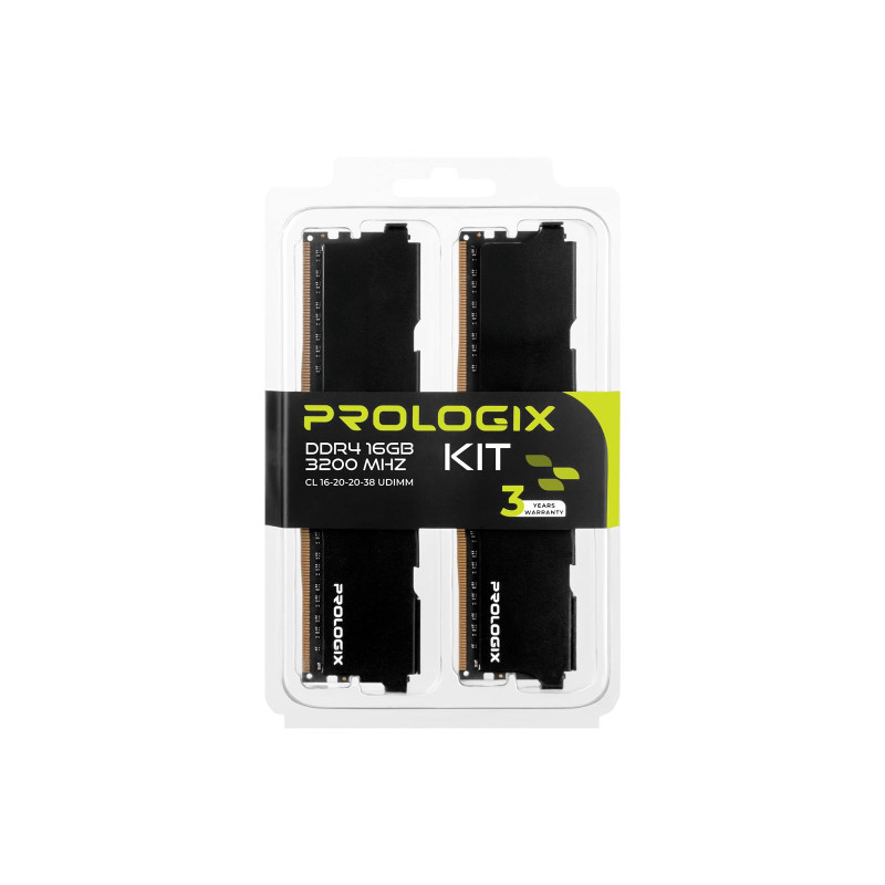 Модуль пам`ятi DDR4 2x8GB/3200 Prologix Black (PRO16GB3200B4K)