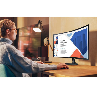 Монiтор Samsung 24" Essential S3 LS24D360 (LS24D360GAIXUA) VA Black Curved 100Hz