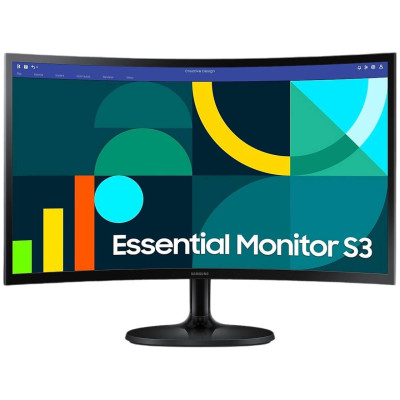Монiтор Samsung 24" Essential S3 LS24D360 (LS24D360GAIXUA) VA Black Curved 100Hz