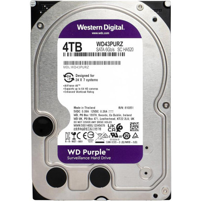 Накопичувач HDD SATA 4.0TB WD Purple 5400rpm 256MB (WD43PURZ) Накопичувач HDD SATA 4.0TB WD Purple 5400rpm 256MB (WD43PURZ)